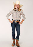 Roper Girls Dot Paisley Print Long Sleeve Western Shirt