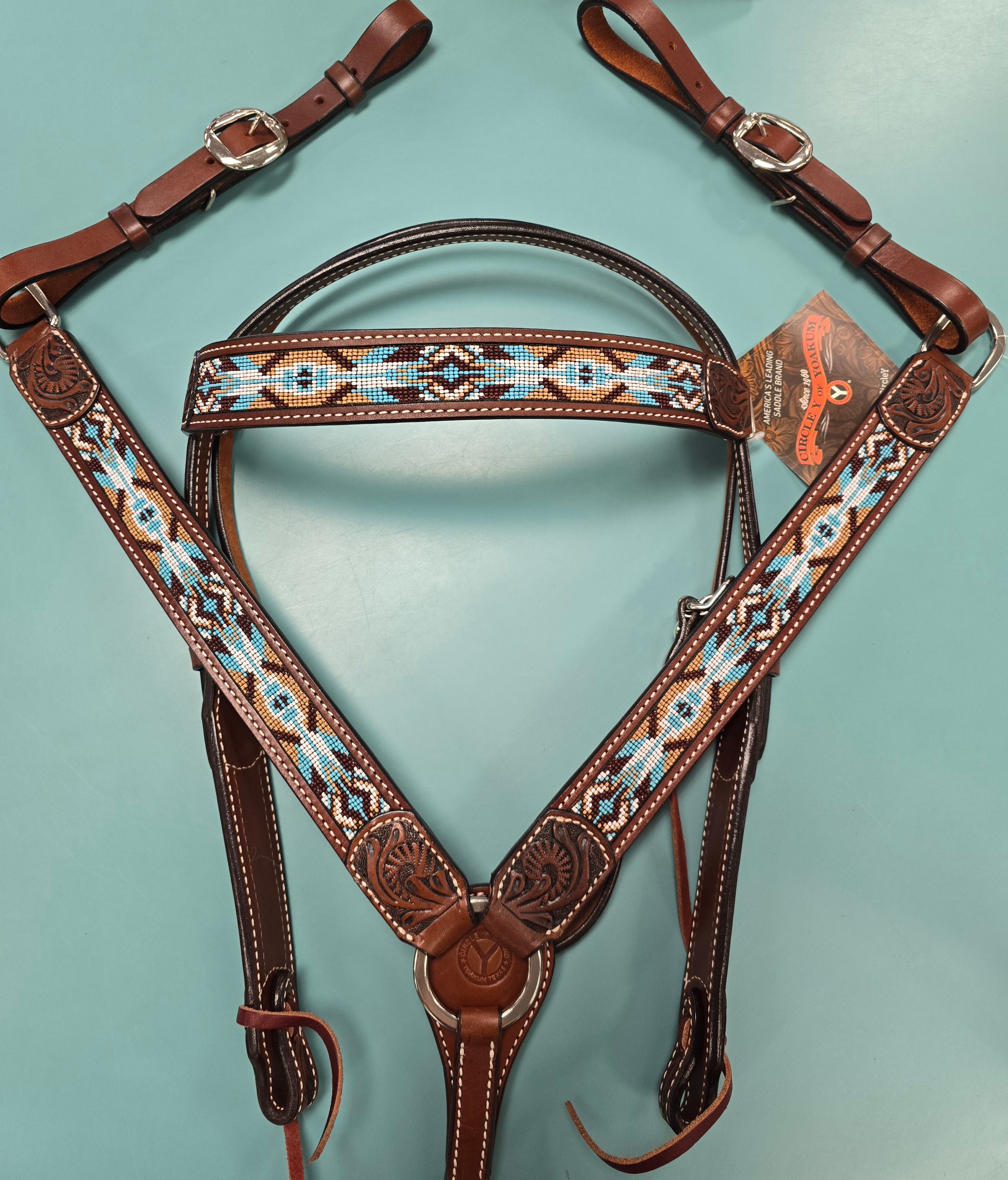 Circle Y Buckskin Beaded Breast Collar