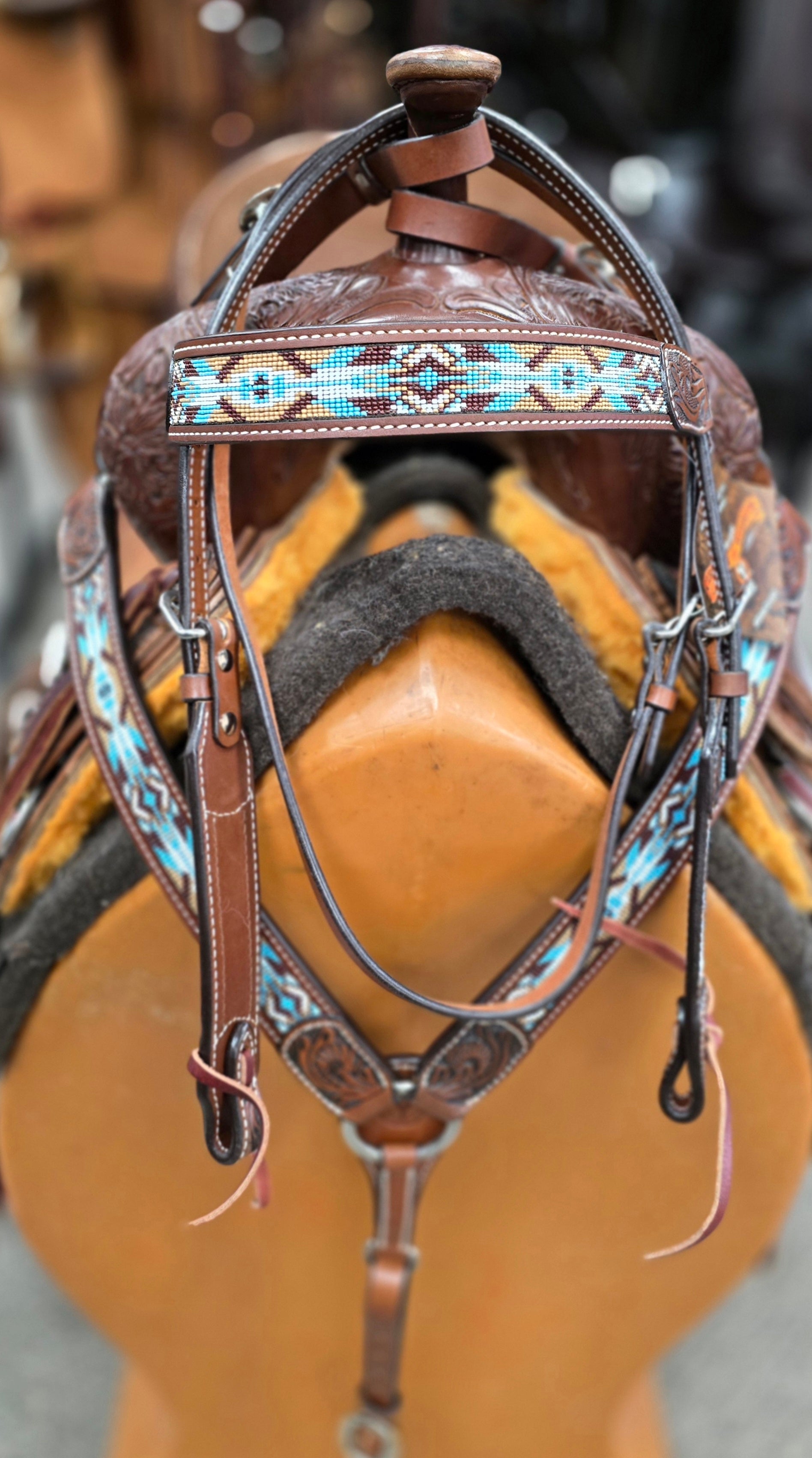 Circle Y Buckskin Beaded Breast Collar