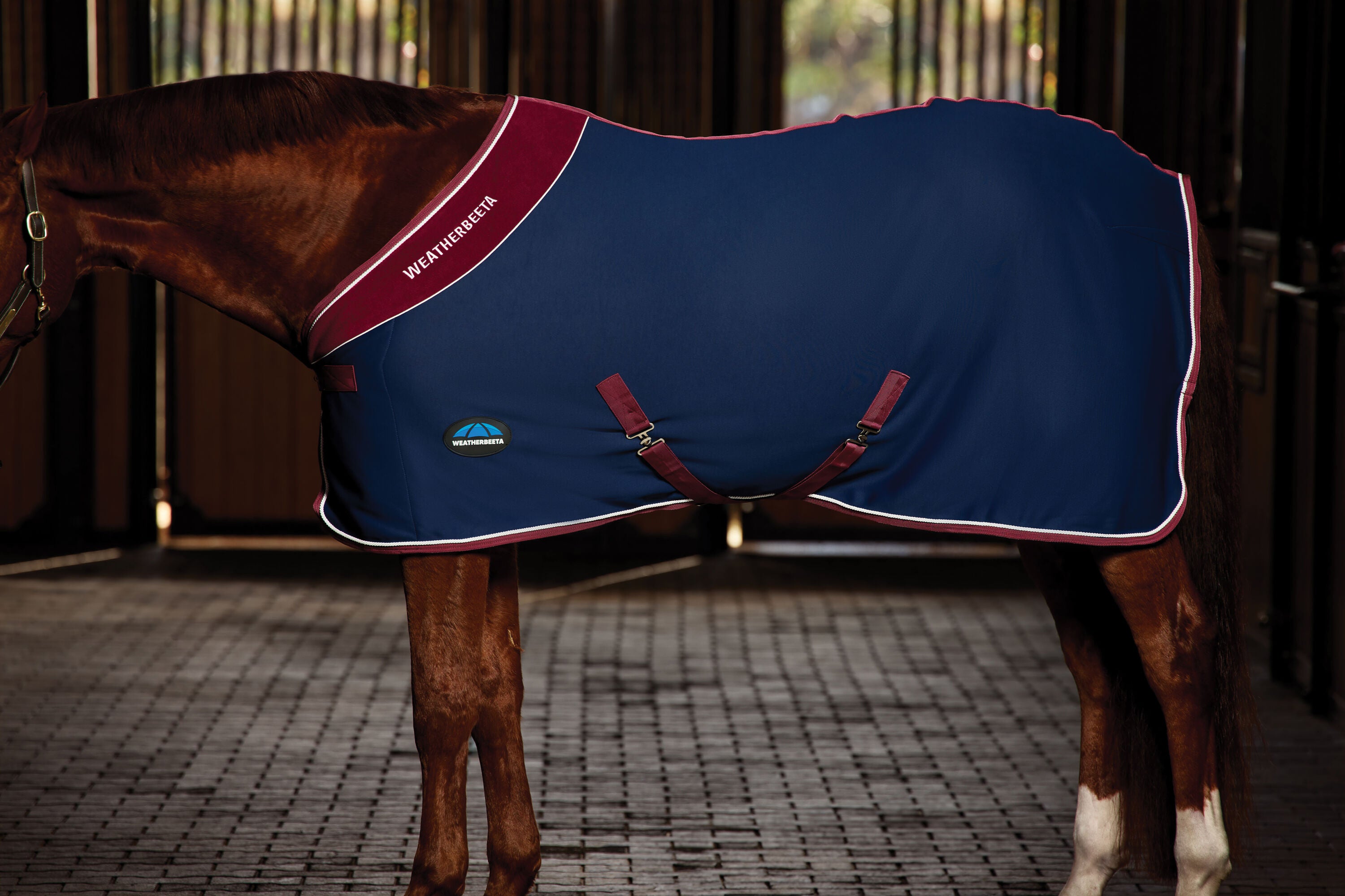 WeatherBeeta Standard Neck Opulence Show Sheet - Navy / Burgundy