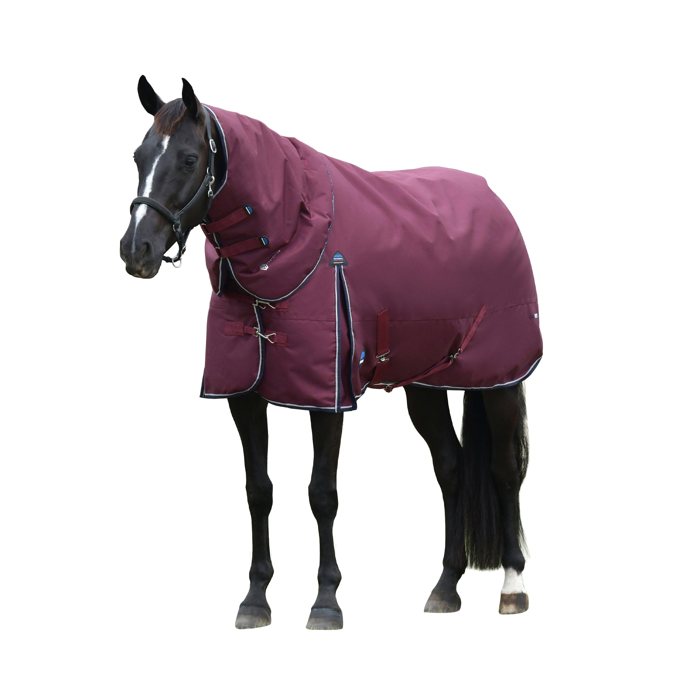 WeatherBeeta ComFiTec Essential Detach-A-Neck Turnout - Burgundy/Navy (220g)