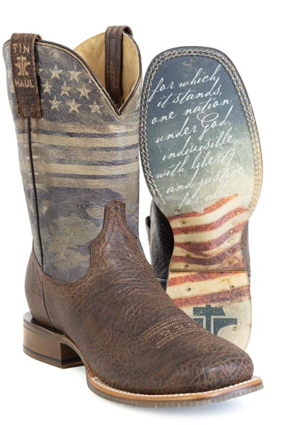 Tin Haul Men's Flag of the Proud Pledge of Allegiance Square Toed Boot