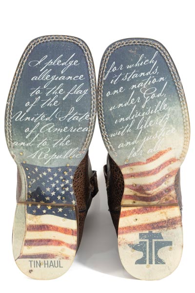 Tin Haul Men's Flag of the Proud Pledge of Allegiance Square Toed Boot