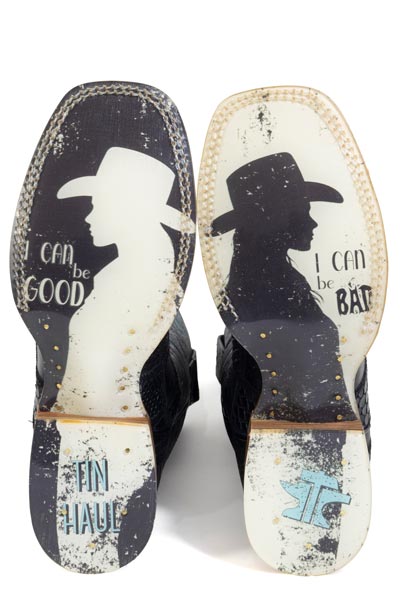 Tin Haul Women's Good & Bad Wide Square Toe Checker'd Boot