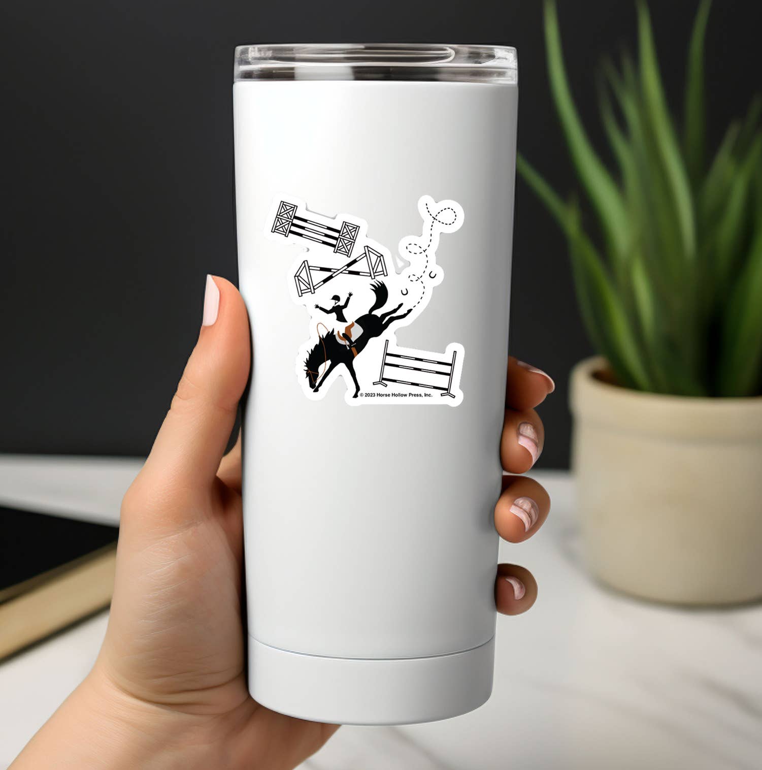 3" Tumbler Horse Sticker / Off Course Bucking / WATERPROOF