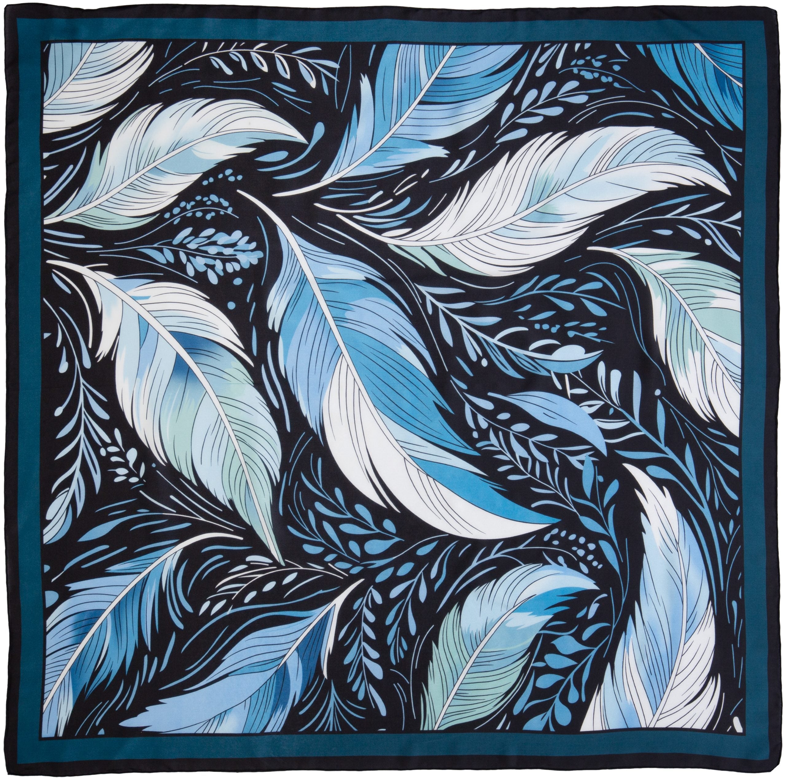 Wyoming Traders Silk Wild Rag - Feathers Black and Blue Frontier