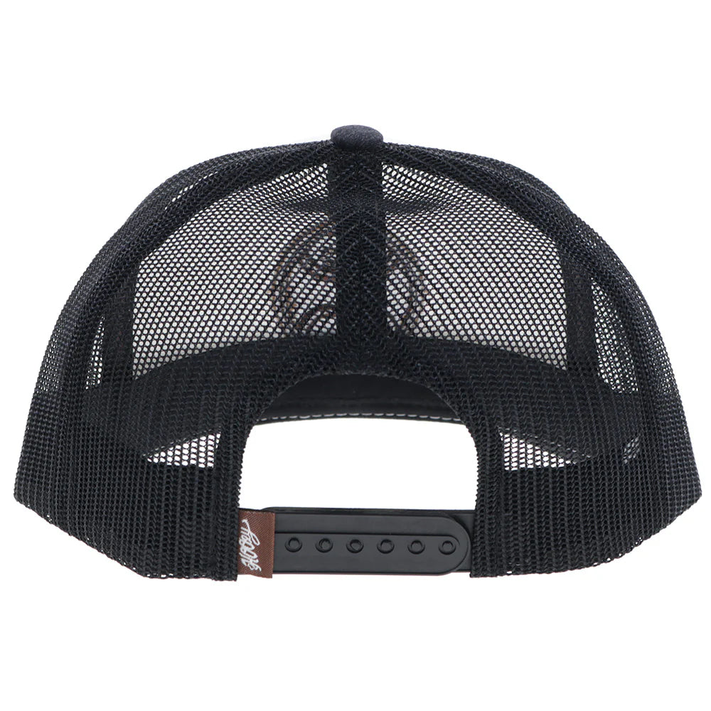 Hooey Primo White and Black Hat with Brown Circle Patch