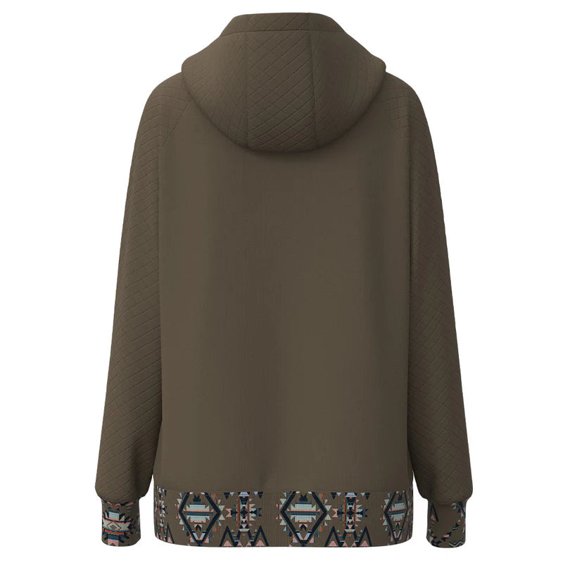 Hooey "Trophy" Ladies Brown Quilted Sleeve Hoodie