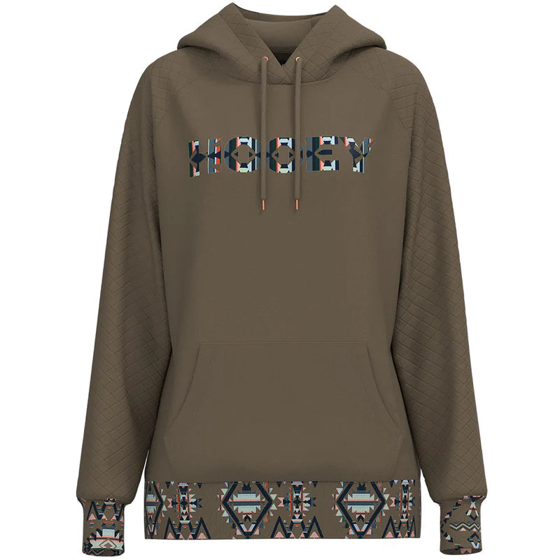 Hooey "Trophy" Ladies Brown Quilted Sleeve Hoodie