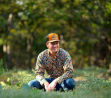 Hooey Trip Orange and Black Ballcap with Leather Patch