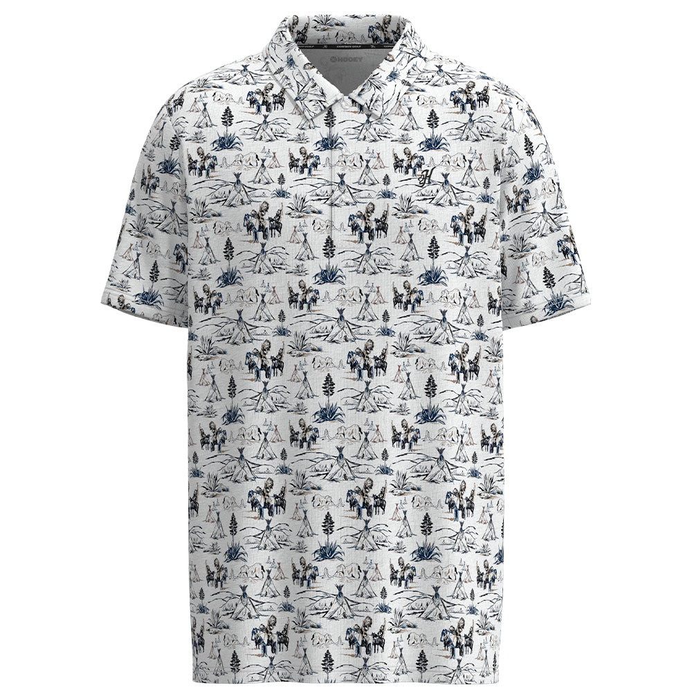 Hooey "The Weekender" White / Comanche Print Pattern All Over Polo