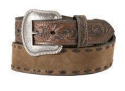 Nocona Mens Belt 1 7/8" - 1 1/2" Roughout Buck Lacing Tan