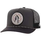 Hooey Quanah Charcoal and Black Hat with Black and White Circle Patch