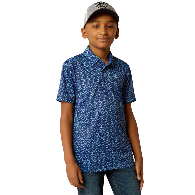 Ariat Boys All Over Printed Short Sleeve Pullover Polo Shirt