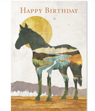 Leanin Tree River and Mountain Scene in Horse Birthday Greeting Card