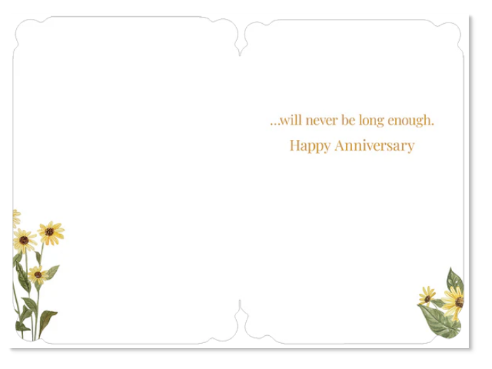 Leanin Tree Boots On Tiptoes and Sunflowers Anniversary Card