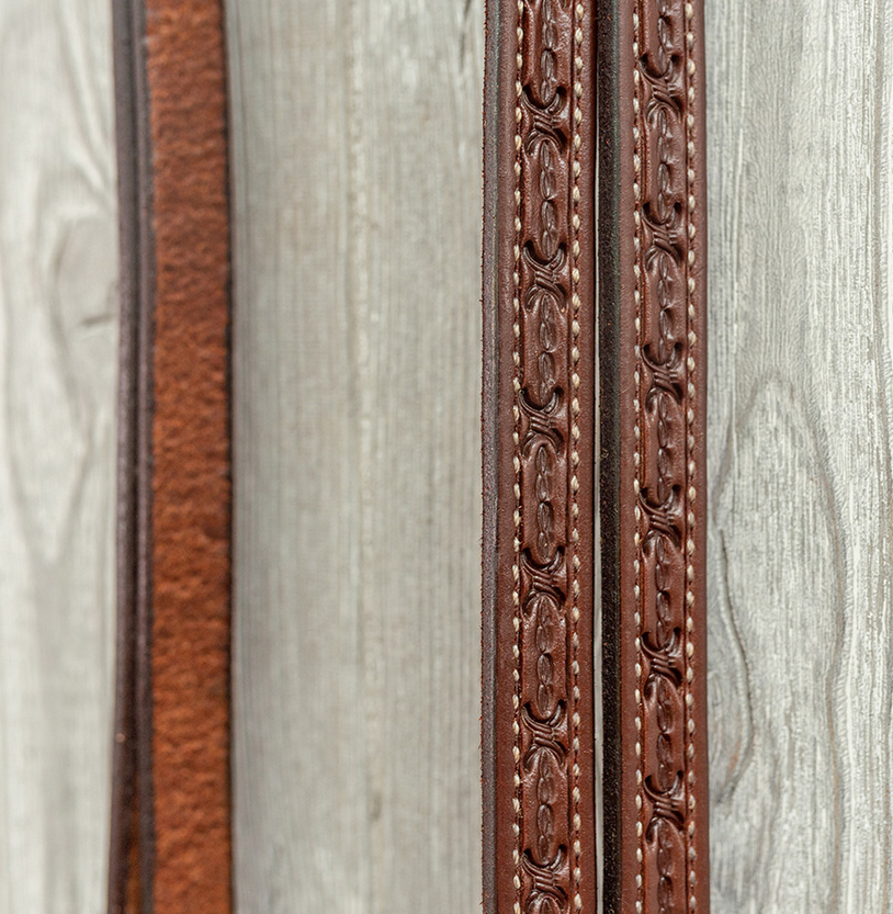 Billy Cook Barbwire Tooled Reins Hot Oil