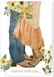 Leanin Tree Boots On Tiptoes and Sunflowers Anniversary Card
