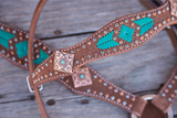 Circle Y Turquoise and Rawhide Browband Headstall