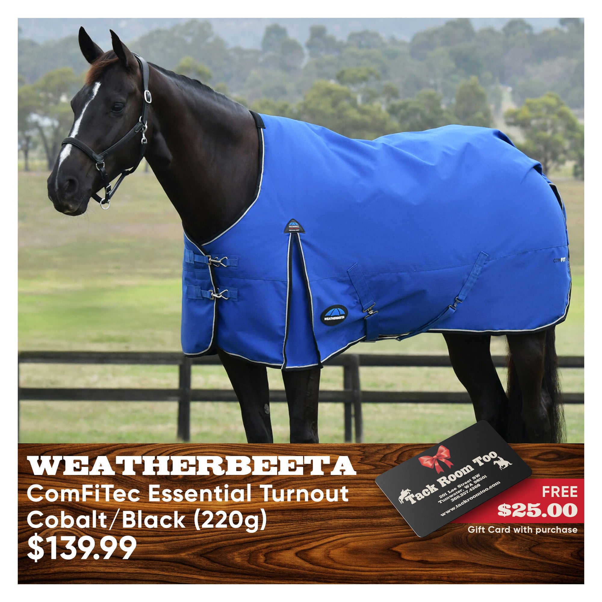 WeatherBeeta ComfiTec Essentials Turnout - Cobalt/Black (220g)