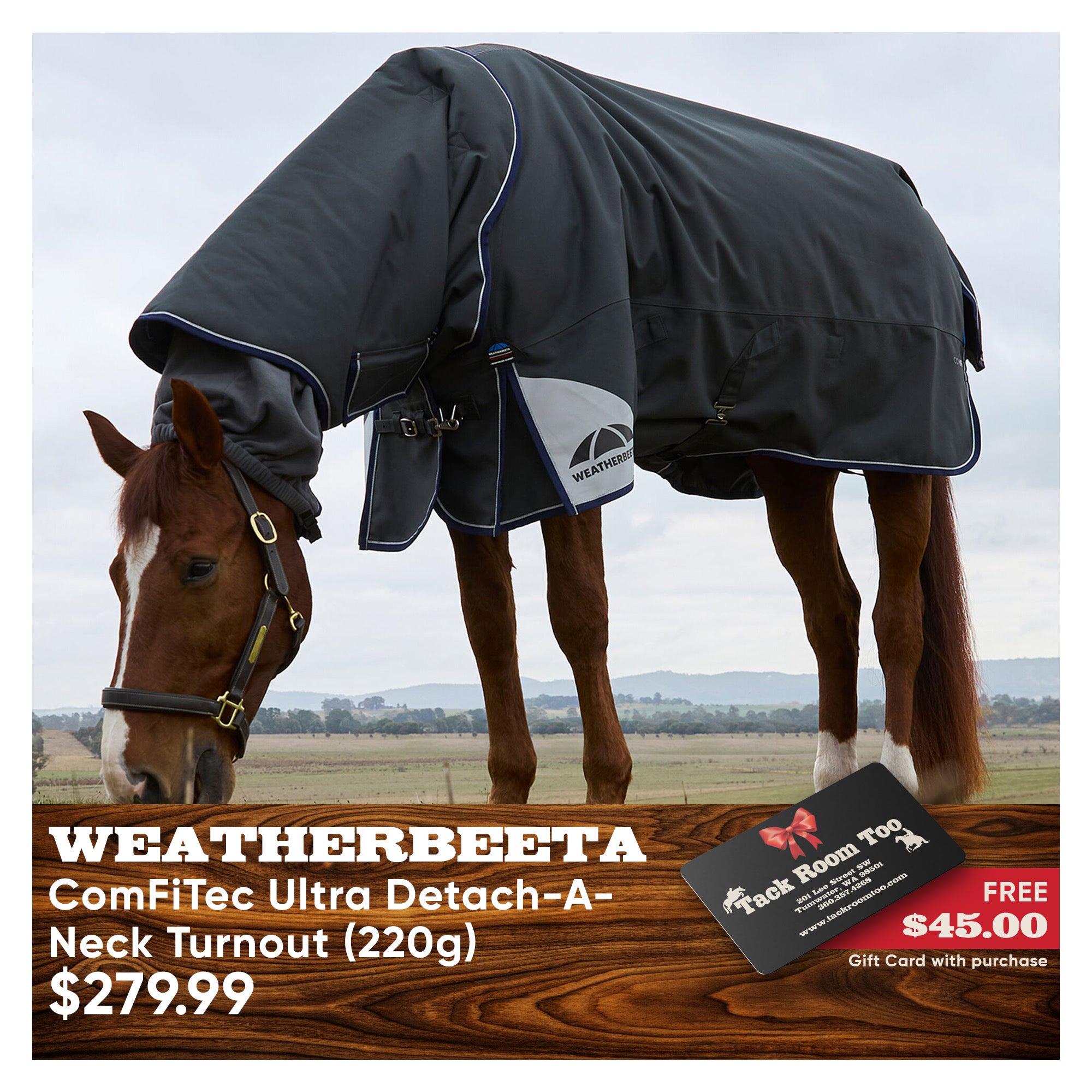 WeatherBeeta ComfiTec Ultra Detach-A-Neck Turnout - Charcoal (220g)