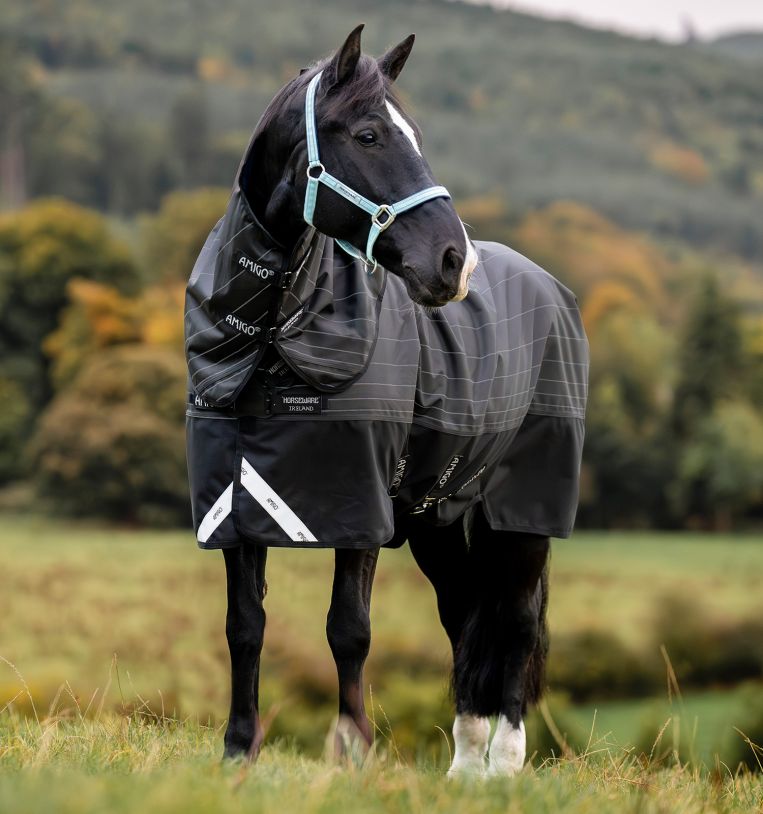 Horseware Ireland Amigo 1200D FieldSafe Reflectech Plus Turnout - Black/Reflective & Black (50g)