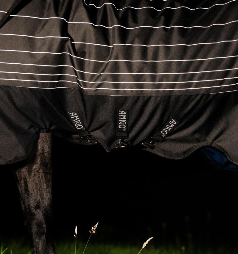 Horseware Ireland Amigo 1200D FieldSafe Reflectech Plus Turnout - Black/Reflective & Black (50g)