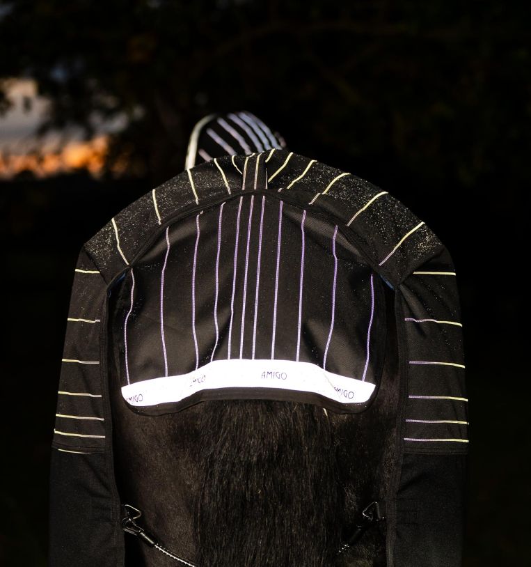 Horseware Ireland Amigo 1200D FieldSafe Reflectech Plus Turnout - Black/Reflective & Black (50g)
