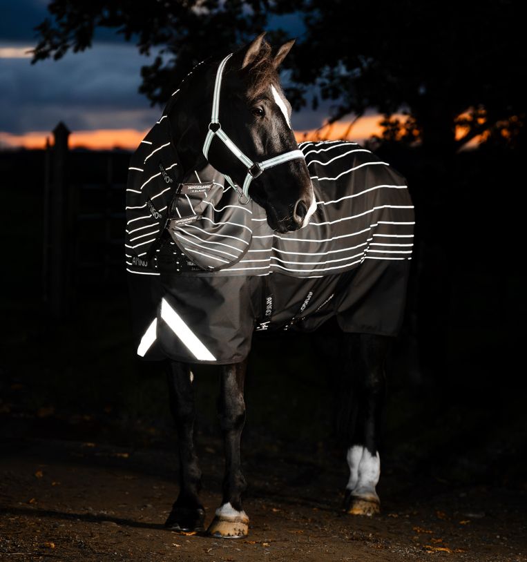 Horseware Ireland Amigo 1200D FieldSafe Reflectech Plus Turnout - Black/Reflective & Black (50g)