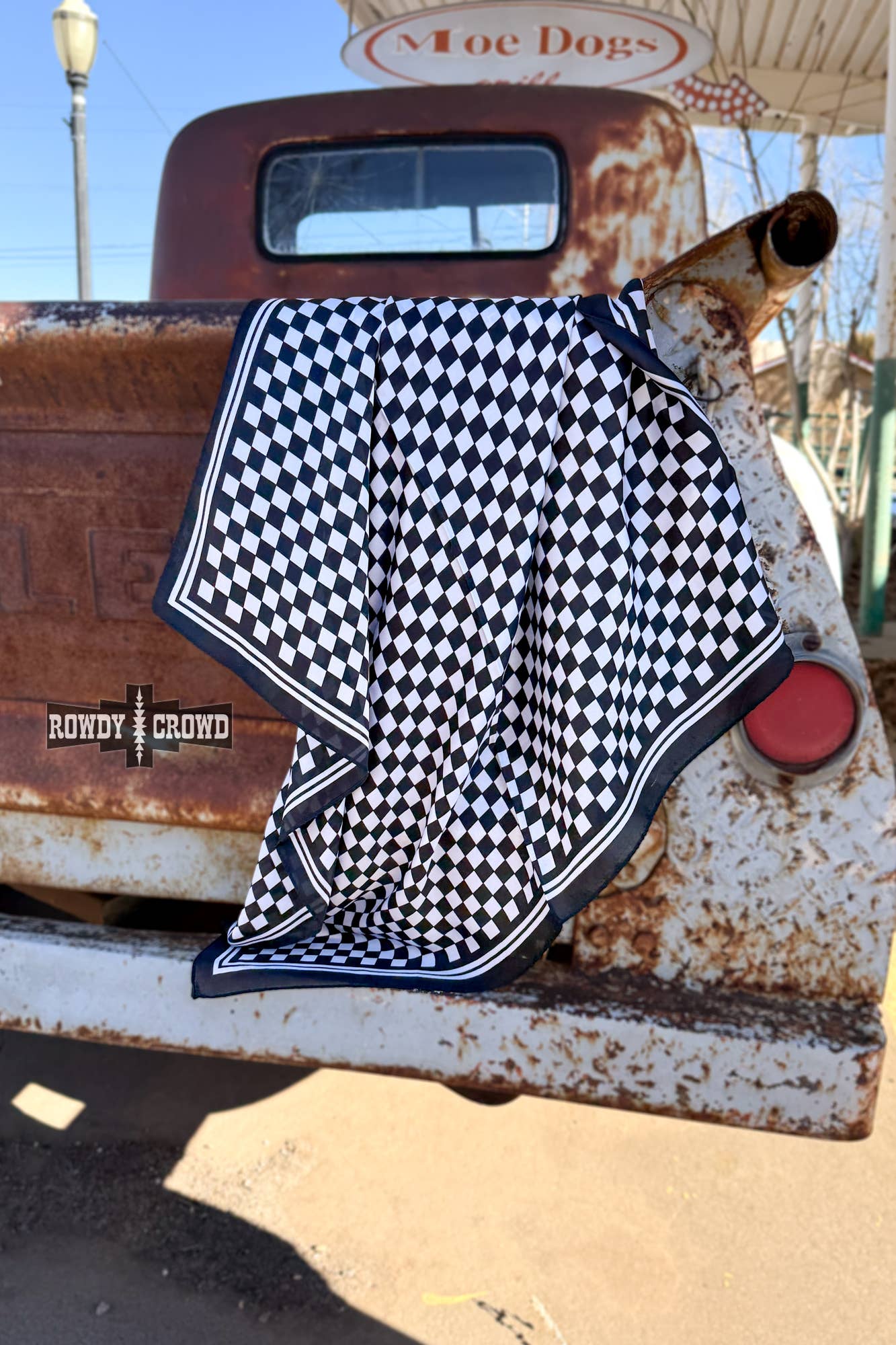 Rowdy Crowd SMALL Black Checkered Out Wild Rag/ Scarf