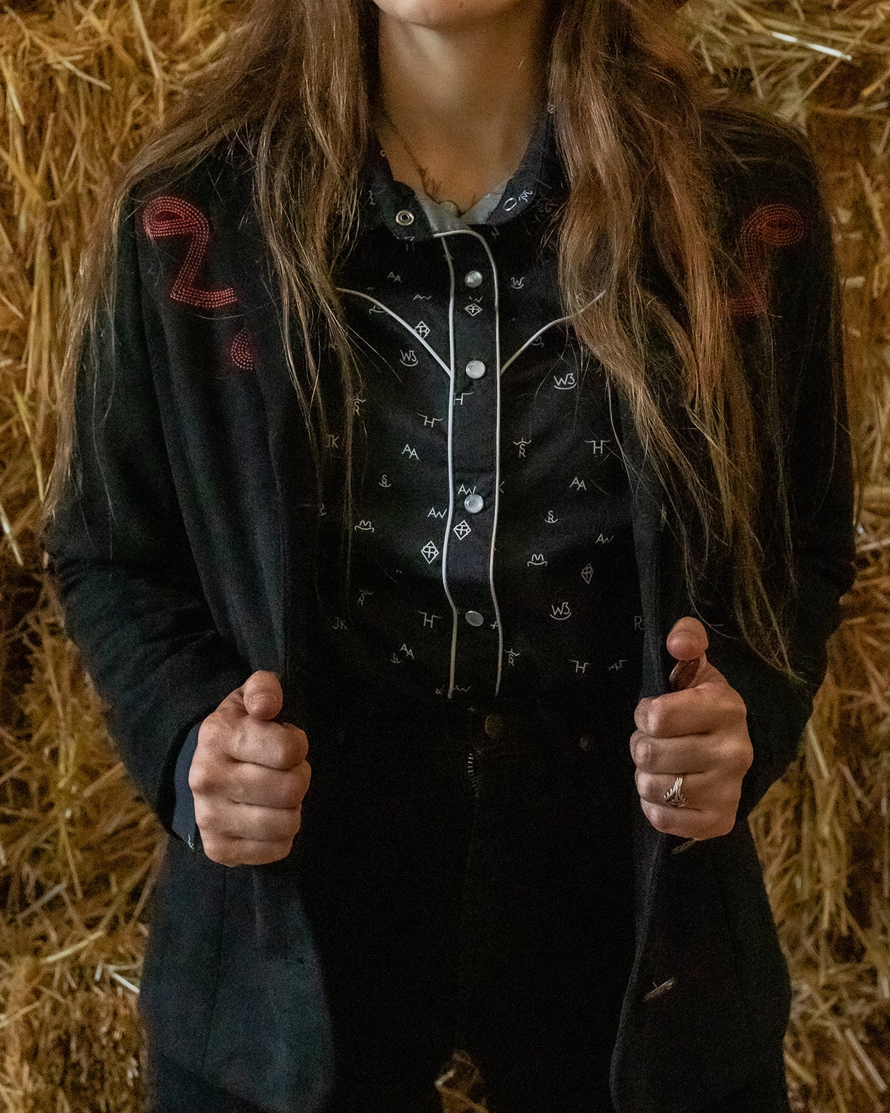 Outback Trading Co Ladies Cattle Brand Western Shirt