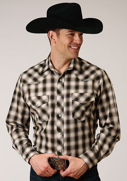 Karman Men's Classic Plaid Long Sleeve Western Shirt