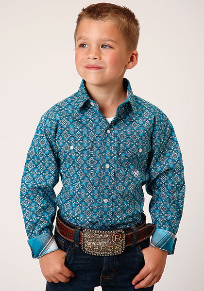 Roper Boy's Victoran Foulard Long Sleeve Western Shirt