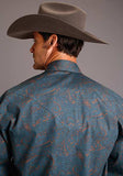 Stetson Men's Steel Paisley Print Long Sleeve Shirt