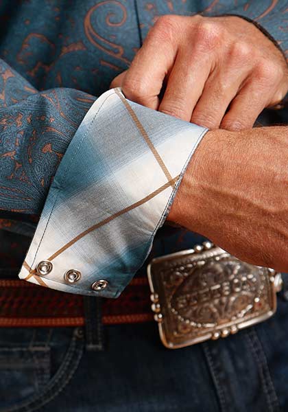 Stetson Men's Steel Paisley Print Long Sleeve Shirt