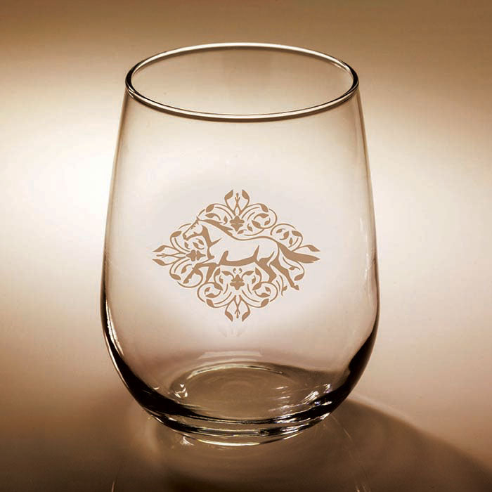 Kelley and Coimpany Stemless Etched Wine Glass