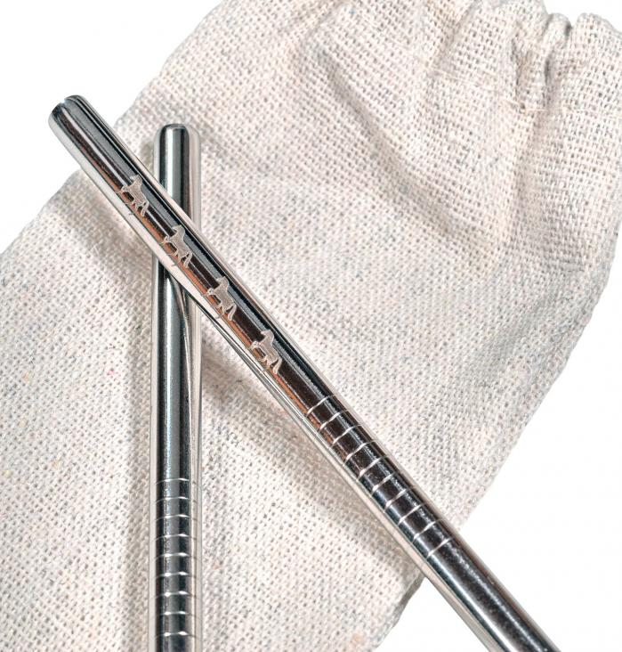 Engraved Metal Drinking Straw Set