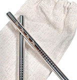 Engraved Metal Drinking Straw Set