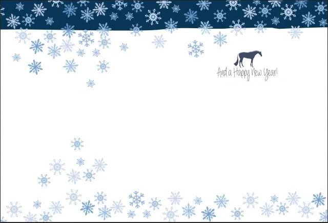 Christmas Card: Blue Snow scene with Conformation Hunter