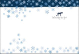 Christmas Card: Blue Snow scene with Conformation Hunter