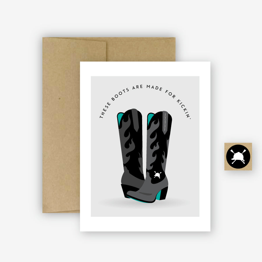 Hunt Seat Paper Kickin Boots Greeting Card