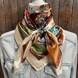 Rodeo Drive Brown and Cream Floral Wild Rag - Western Scarf