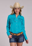 Women's Long Sleeve Turquoise Cotton Western Shirt