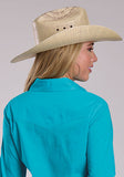 Women's Long Sleeve Turquoise Cotton Western Shirt