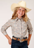 Roper Girls Dot Paisley Print Long Sleeve Western Shirt
