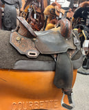 C2759 Used Circle Y Custom JBN Sunflower Tooled Treeless Barrel Saddle