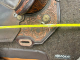 C2759 Used Circle Y Custom JBN Sunflower Tooled Treeless Barrel Saddle