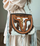 Boho Ranch Shop THE CAROLINE CROSSBODY steer longhorn - cowhide purse bag