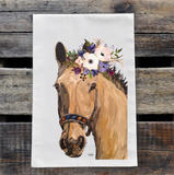 Hippie Hound Studios Horse Tan Horse Pretty Blooms Tea Towel
