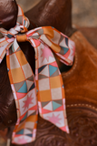 Tirzah Lane Art Vintage Patchwork Twilly Scarf: Western Satin Chiffon Hair & Neck Scarf